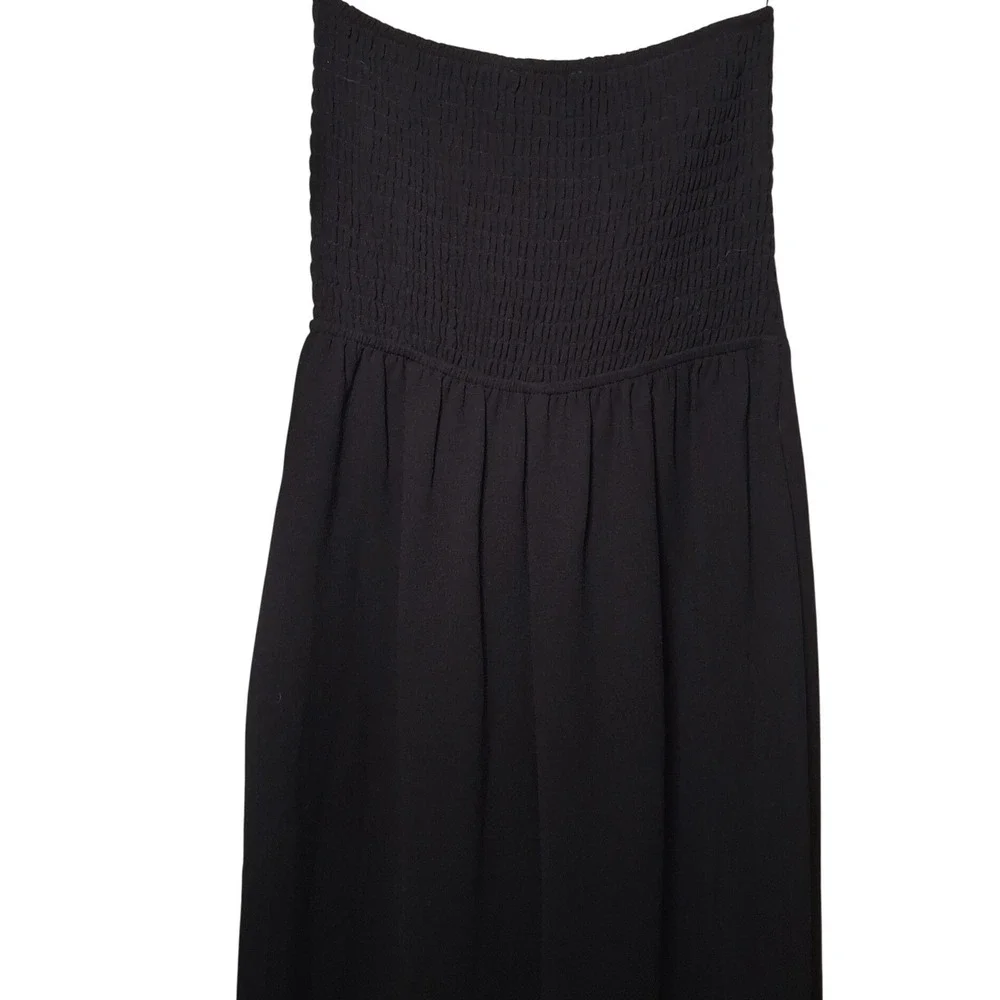 Monteau Los Angeles Black Strapless Wide Leg‎ Jumpsuit S Smocked Back